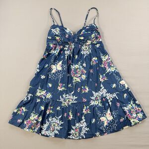 Abercrombie & Fitch Babydoll Floral Mini Dress SMALL Blue Y2K Cottagecore